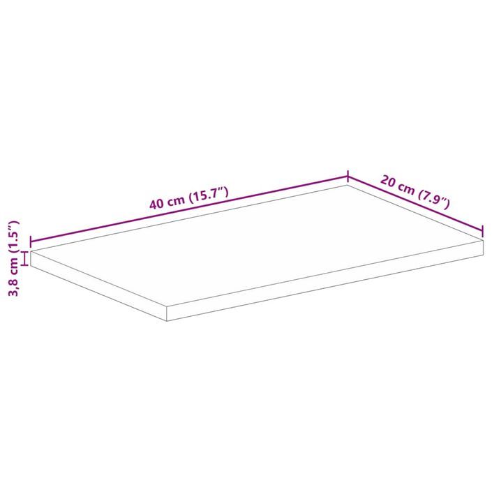 Dessus de table 40x20x3,8 cm rectangulaire bois massif récupéré - Photo n°9