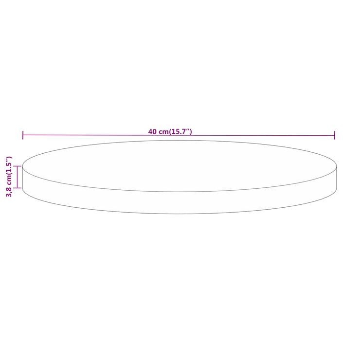 Dessus de table Ø 40x3,8 cm rond bois massif de manguier brut - Photo n°8