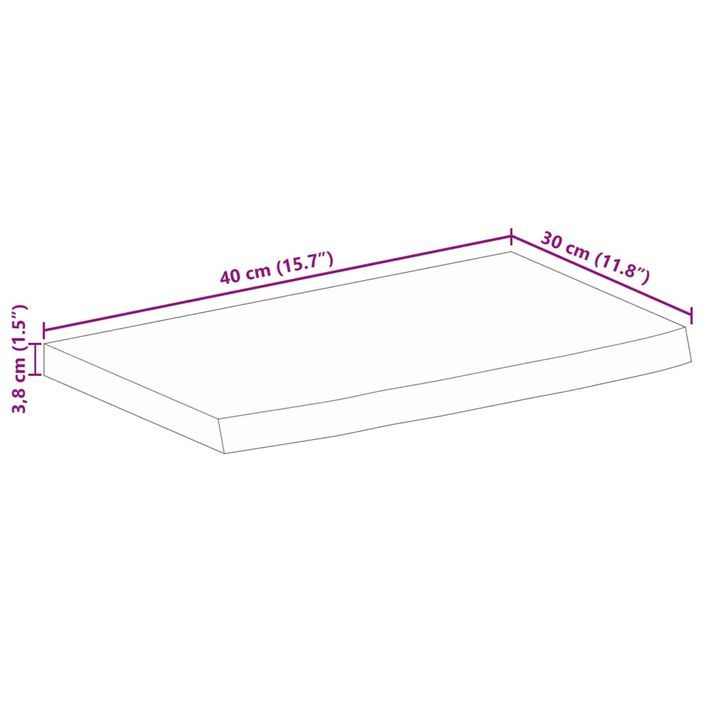 Dessus de table 40x30x3,8 cm bord vivant bois massif manguier - Photo n°9