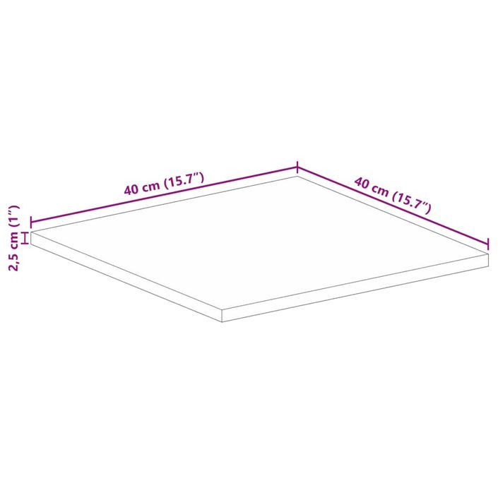 Dessus de table 40x40x2,5 cm carré bois massif d'acacia - Photo n°9