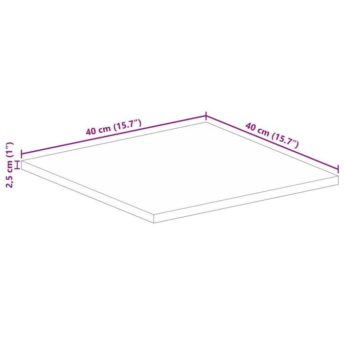 Dessus de table 40x40x2,5 cm carré bois massif manguier - Photo n°9