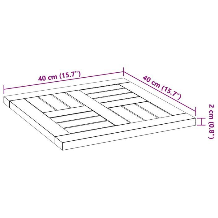 Dessus de table 40x40x2 cm carré bois massif d'acacia - Photo n°8