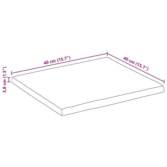 Dessus de table 40x40x3,8 cm bord vivant bois massif manguier - Photo n°9