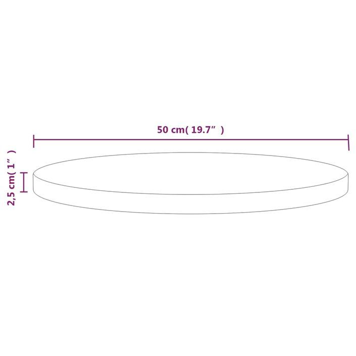 Dessus de table Ø50x2,5 cm Bois de pin massif - Photo n°6