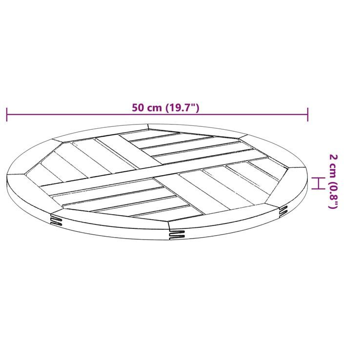 Dessus de table Ø50x2 cm rond bois massif d'acacia - Photo n°8