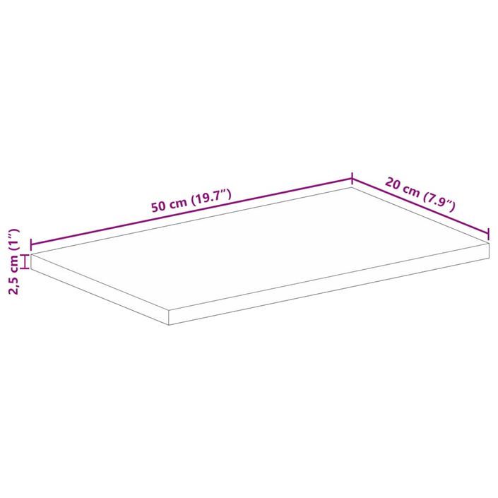 Dessus de table 50x20x2,5 cm rectangulaire bois massif d'acacia - Photo n°9