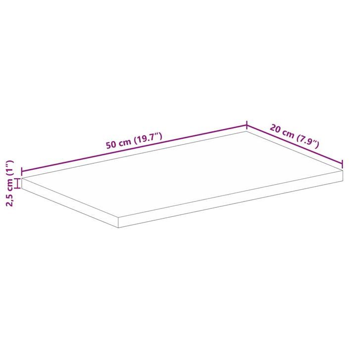 Dessus de table 50x20x2,5 cm rectangulaire bois massif récupéré - Photo n°9