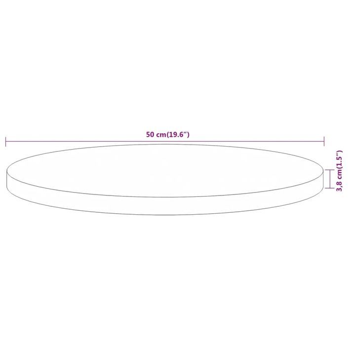 Dessus de table Ø50x3,8 cm rond bois massif d'acacia - Photo n°8