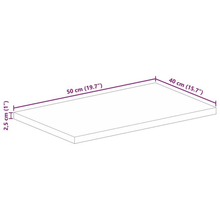 Dessus de table 50x40x2,5 cm rectangulaire bois massif d'acacia - Photo n°9