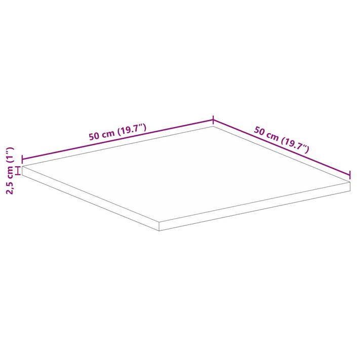 Dessus de table 50x50x2,5 cm carré bois massif de manguier - Photo n°9