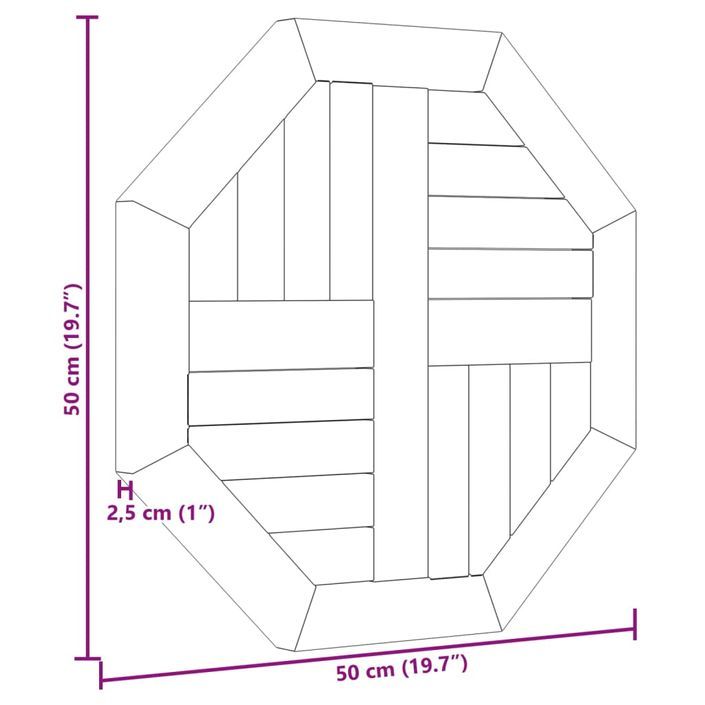 Dessus de table 50x50x2,5 cm octogonal bois de teck massif - Photo n°6