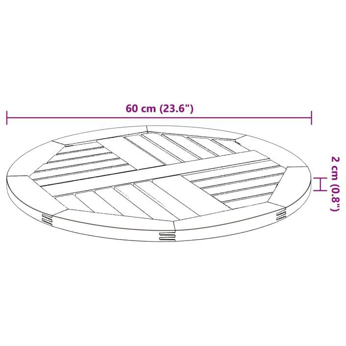 Dessus de table Ø60x2 cm rond bois massif d'acacia - Photo n°8