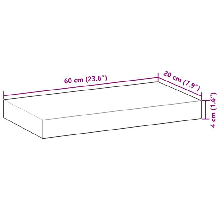 Dessus de table 60x20x4 cm rectangulaire bois massif d'acacia - Photo n°9