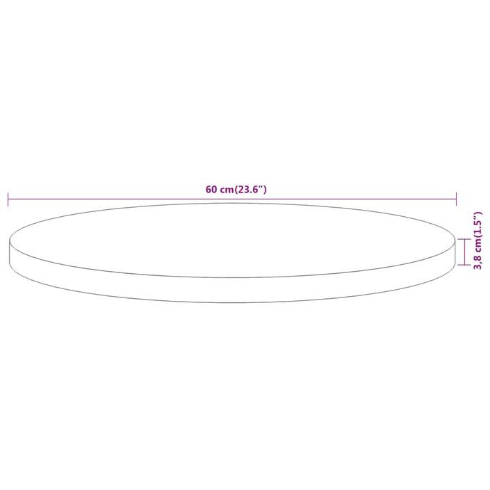 Dessus de table Ø60x3,8 cm rond bois massif d'acacia - Photo n°8