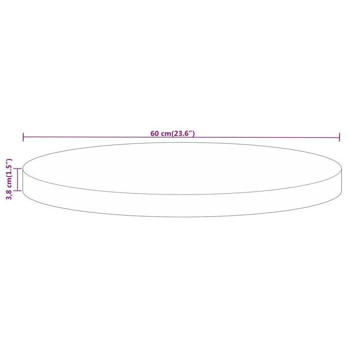 Dessus de table Ø 60x3,8 cm rond bois massif de manguier brut - Photo n°8