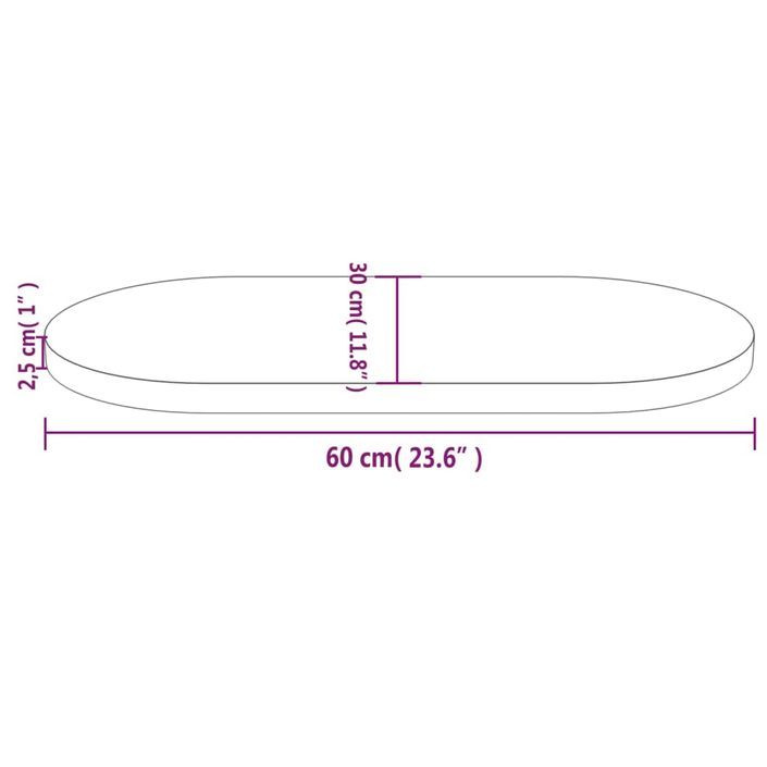 Dessus de table 60x30x2,5 cm bois de pin massif ovale - Photo n°7