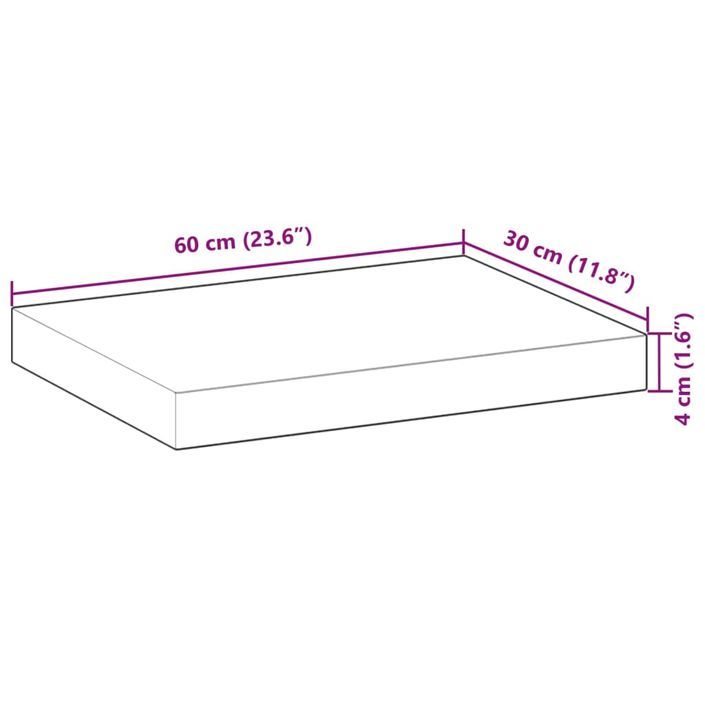 Dessus de table 60x30x4 cm rectangulaire bois massif d'acacia - Photo n°9