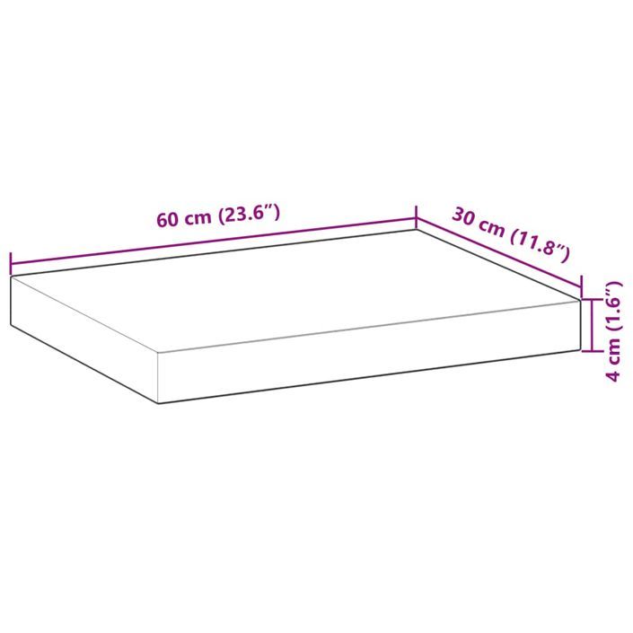 Dessus de table 60x30x4 cm rectangulaire bois massif d'acacia - Photo n°9