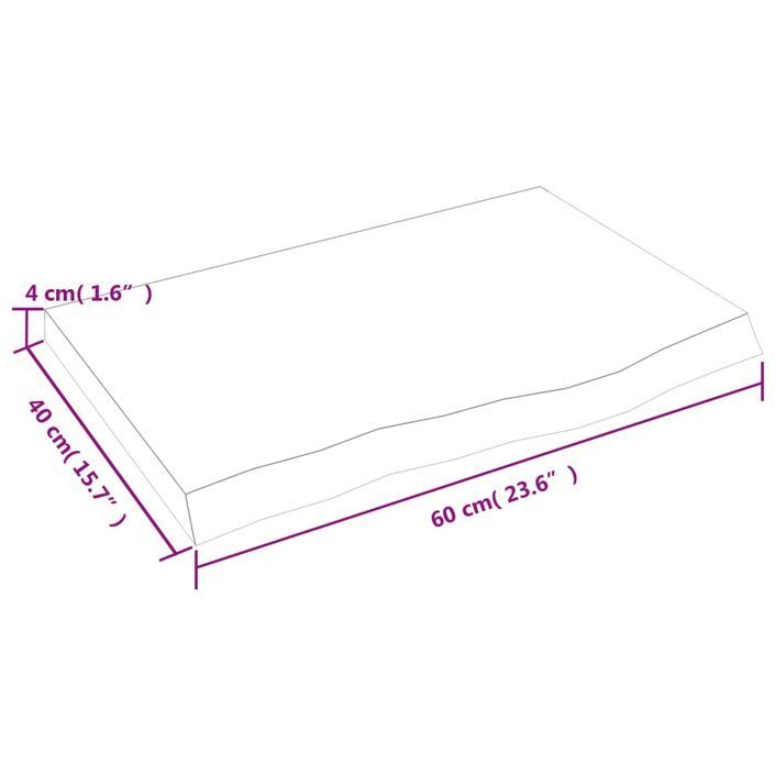 Dessus de table 60x40x(2-4) cm bois de chêne massif non traité - Photo n°8