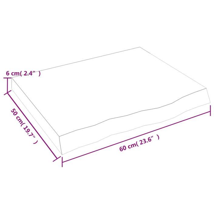 Dessus de table 60x50x(2-6) cm bois de chêne massif non traité - Photo n°8