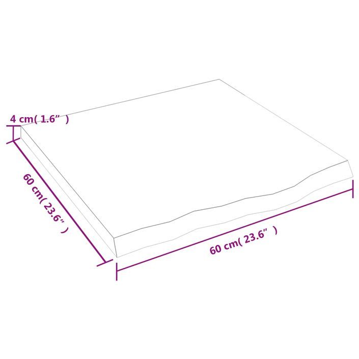 Dessus de table 60x60x(2-4) cm bois de chêne massif non traité - Photo n°8