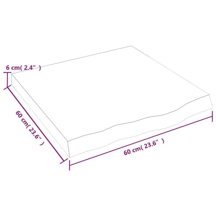 Dessus de table 60x60x(2-6) cm bois de chêne massif non traité - Photo n°8