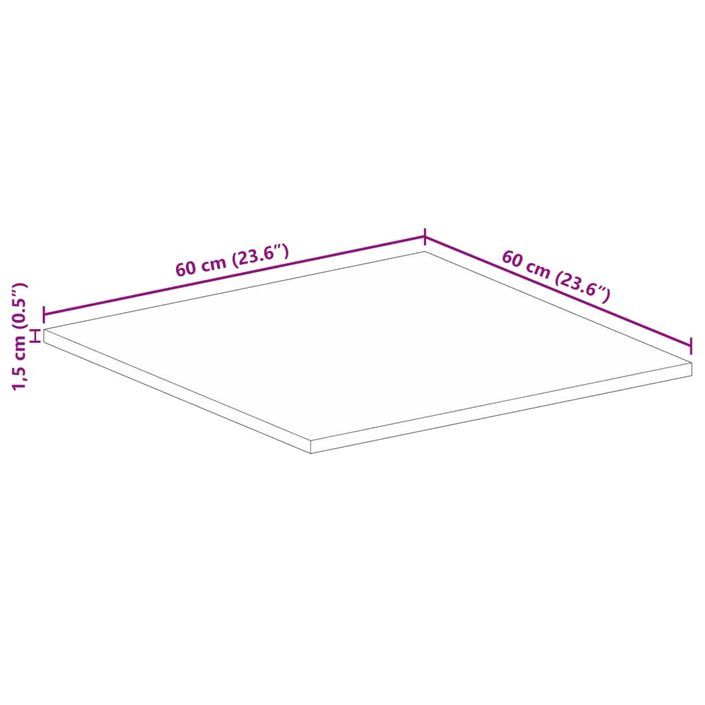 Dessus de table 60x60x1,5 cm carré bois massif de manguier brut - Photo n°9