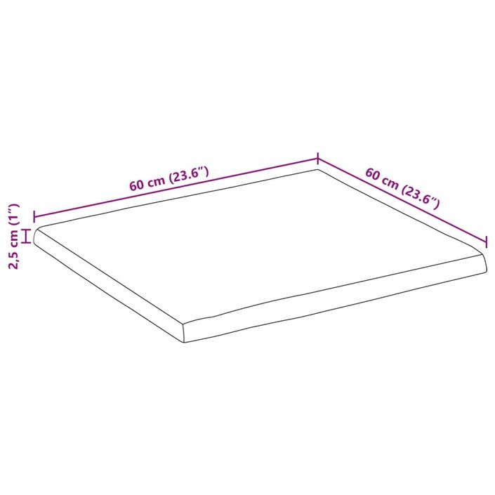 Dessus de table 60x60x2,5 cm bord vivant bois massif manguier - Photo n°9