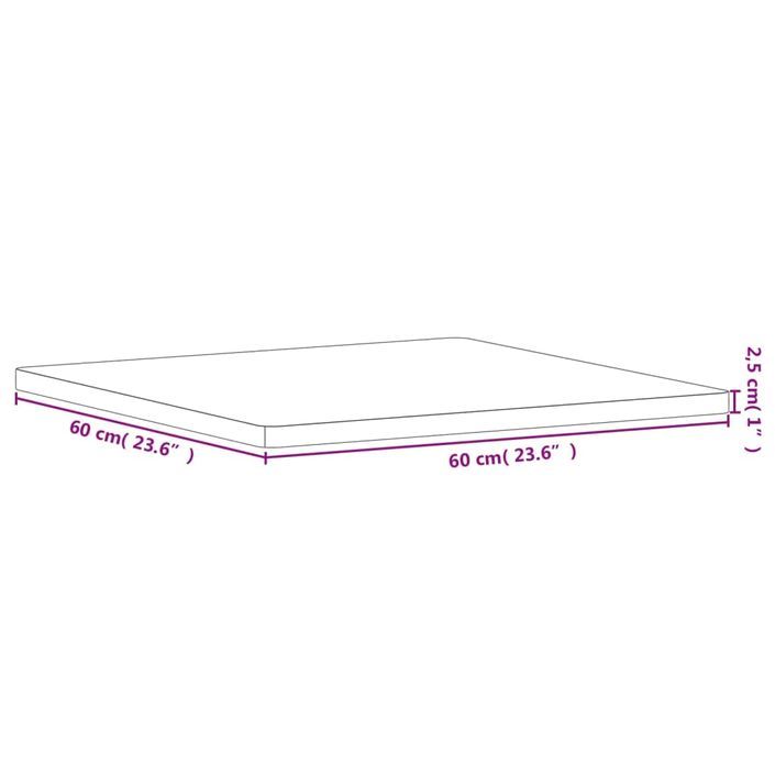 Dessus de table 60x60x2,5 cm carré bois massif de hêtre - Photo n°7