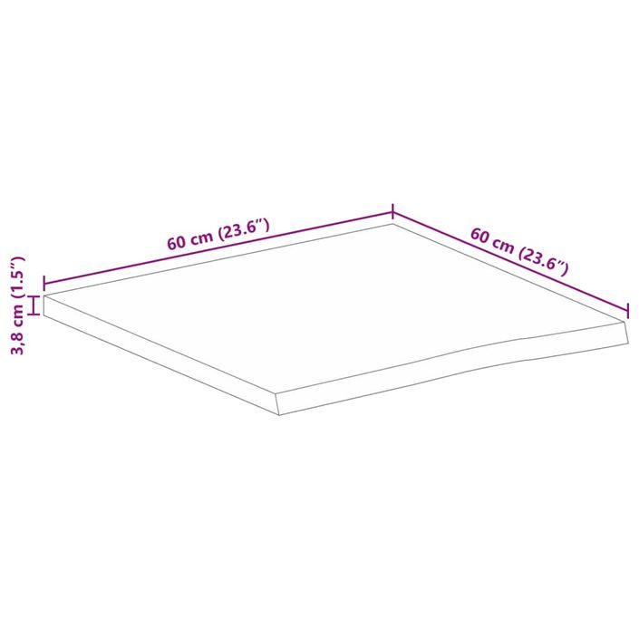 Dessus de table 60x60x3,8 cm bord vivant bois massif manguier - Photo n°9