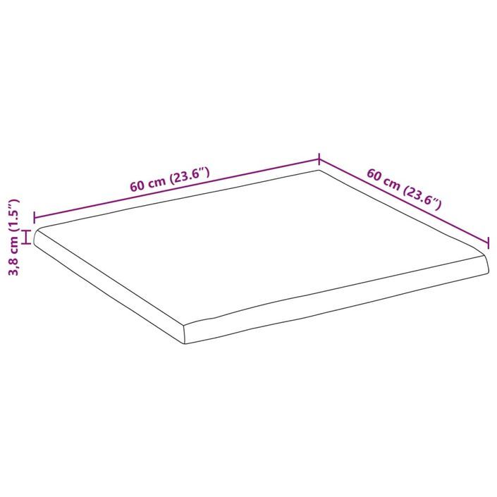 Dessus de table 60x60x3,8 cm bord vivant bois massif manguier - Photo n°9