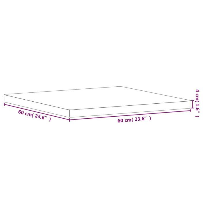 Dessus de table 60x60x4 cm carré bois massif de hêtre - Photo n°7