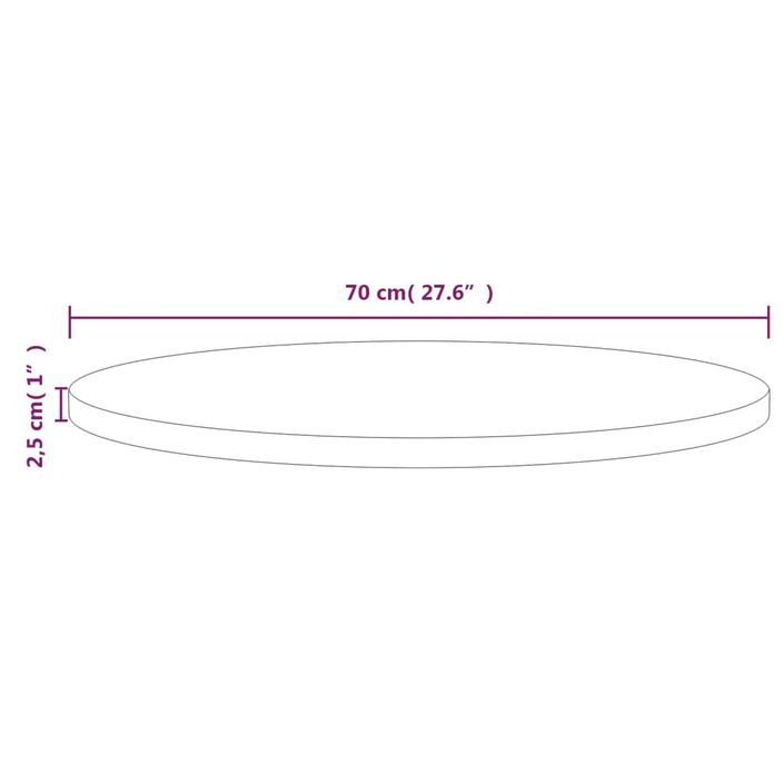 Dessus de table Ø70x2,5 cm Bois de pin massif - Photo n°6