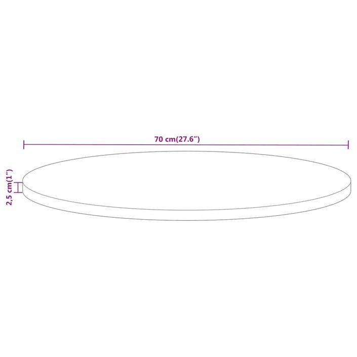 Dessus de table Ø 70x2,5 cm rond bois de manguier massif - Photo n°8