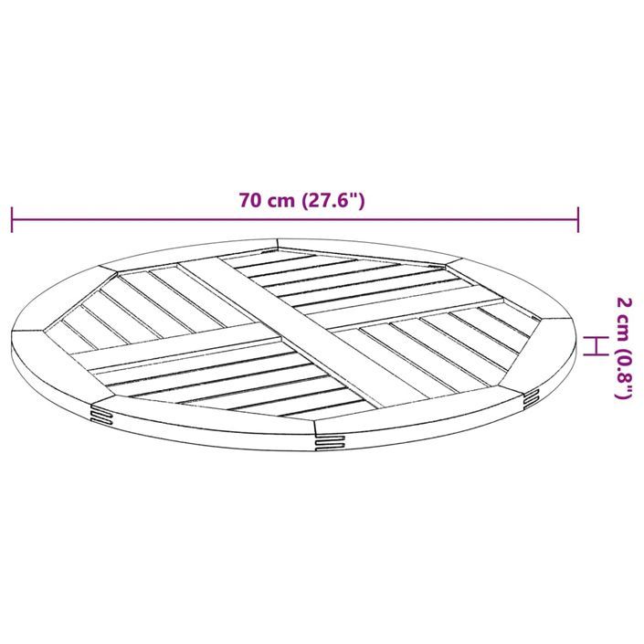 Dessus de table Ø70x2 cm rond bois massif d'acacia - Photo n°8