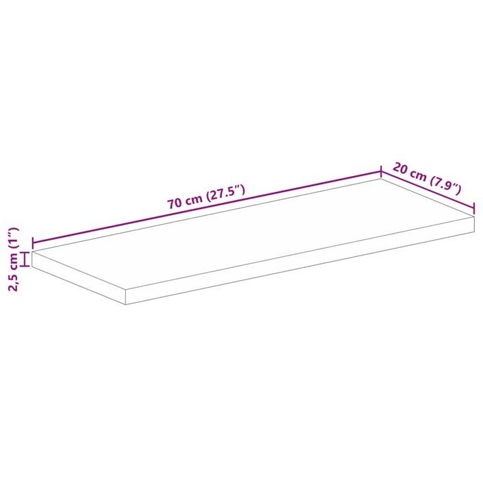 Dessus de table 70x20x2,5 cm rectangulaire bois massif manguier - Photo n°9