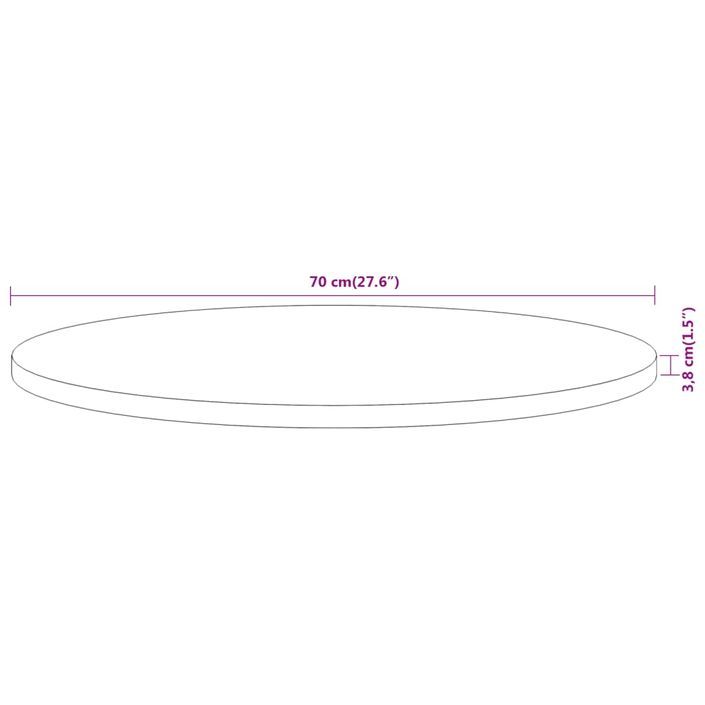 Dessus de table Ø70x3,8 cm rond bois massif d'acacia - Photo n°8