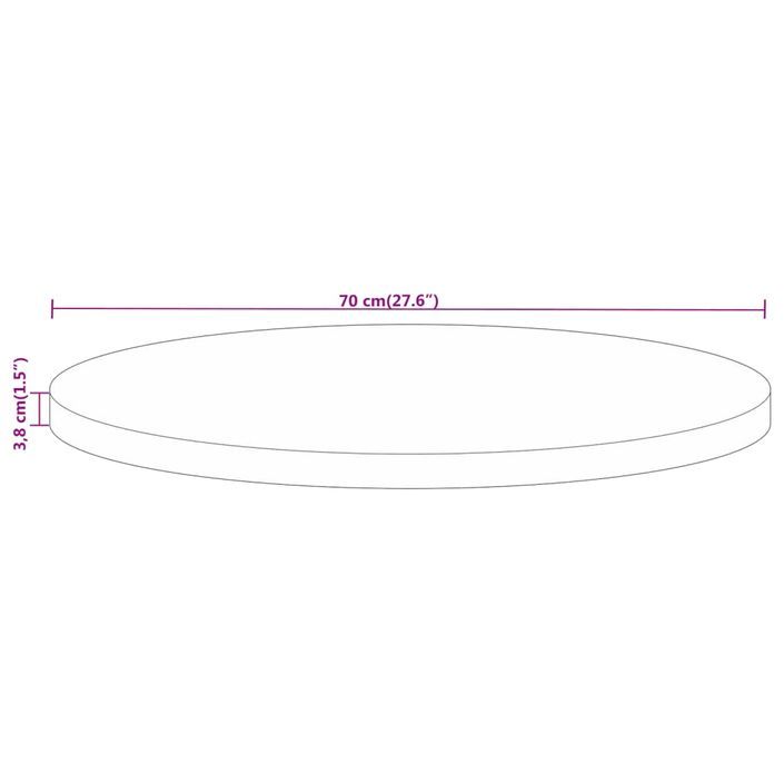 Dessus de table Ø 70x3,8 cm rond bois massif de manguier brut - Photo n°8