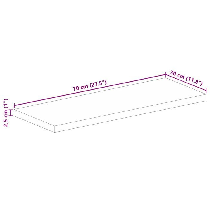 Dessus de table 70x30x2,5 cm rectangulaire bois massif manguier - Photo n°9