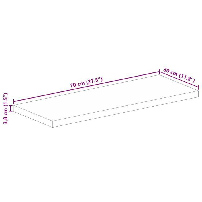 Dessus de table 70x30x3,8 cm rectangulaire bois massif récupéré - Photo n°9