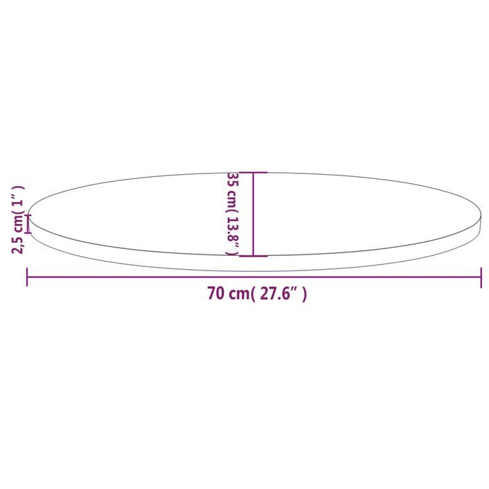 Dessus de table 70x35x2,5 cm bois de pin massif ovale - Photo n°7