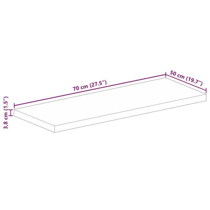 Dessus de table 70x50x3,8 cm rectangulaire bois massif récupéré - Photo n°9