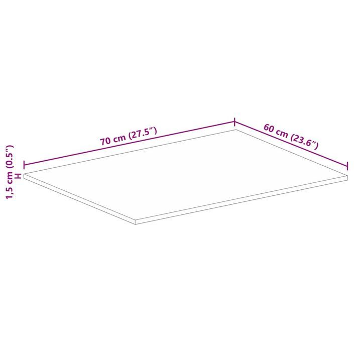 Dessus de table 70x60x1,5 cm rectangulaire bois massif récupéré - Photo n°9