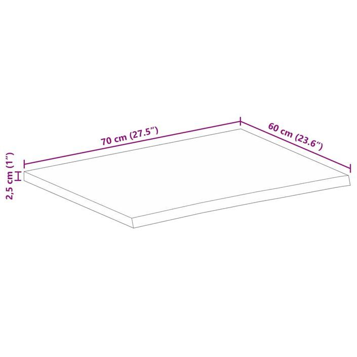 Dessus de table 70x60x2,5 cm bord vif bois massif manguier brut - Photo n°9