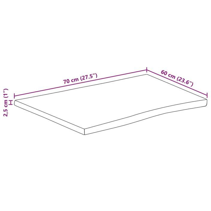 Dessus de table 70x60x2,5 cm bord vivant bois massif manguier - Photo n°9