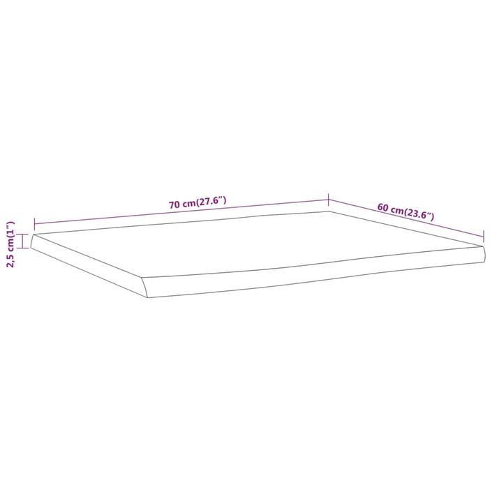 Dessus de table 70x60x2,5 cm rectangulaire bois massif acacia - Photo n°9