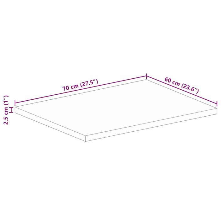 Dessus de table 70x60x2,5 cm rectangulaire bois massif récupéré - Photo n°9