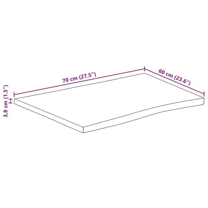 Dessus de table 70x60x3,8 cm bord vivant bois massif manguier - Photo n°9