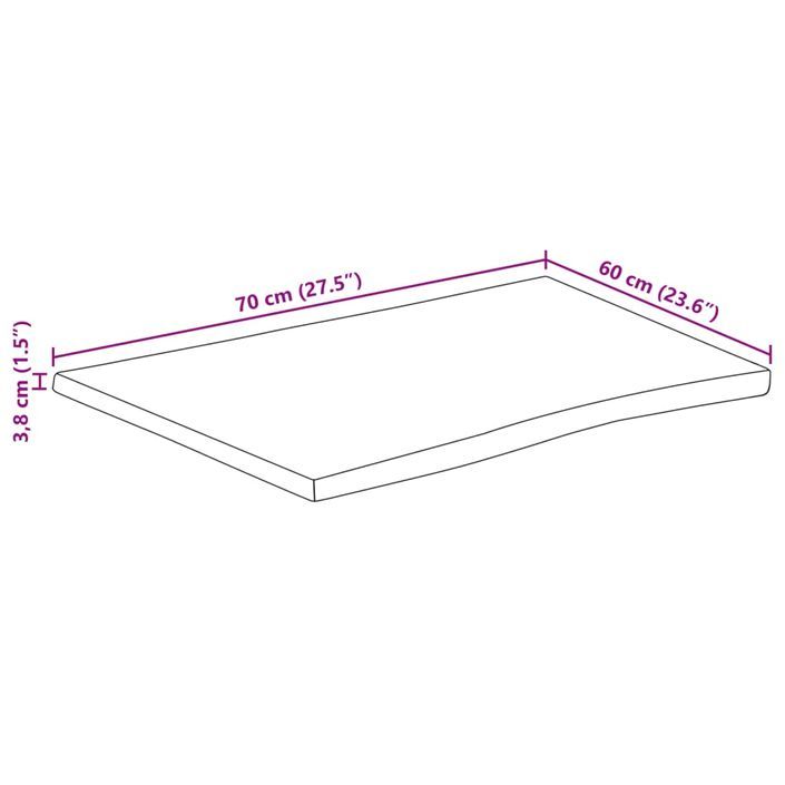 Dessus de table 70x60x3,8 cm rectangulaire bois massif d'acacia - Photo n°9