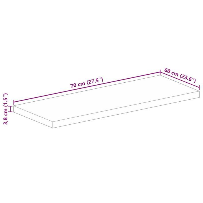 Dessus de table 70x60x3,8 cm rectangulaire bois massif récupéré - Photo n°9